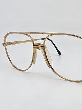 Luxottica Stuart Klixx Gold Electroplated Aviator Eyeglasses Frame Italy 56mm